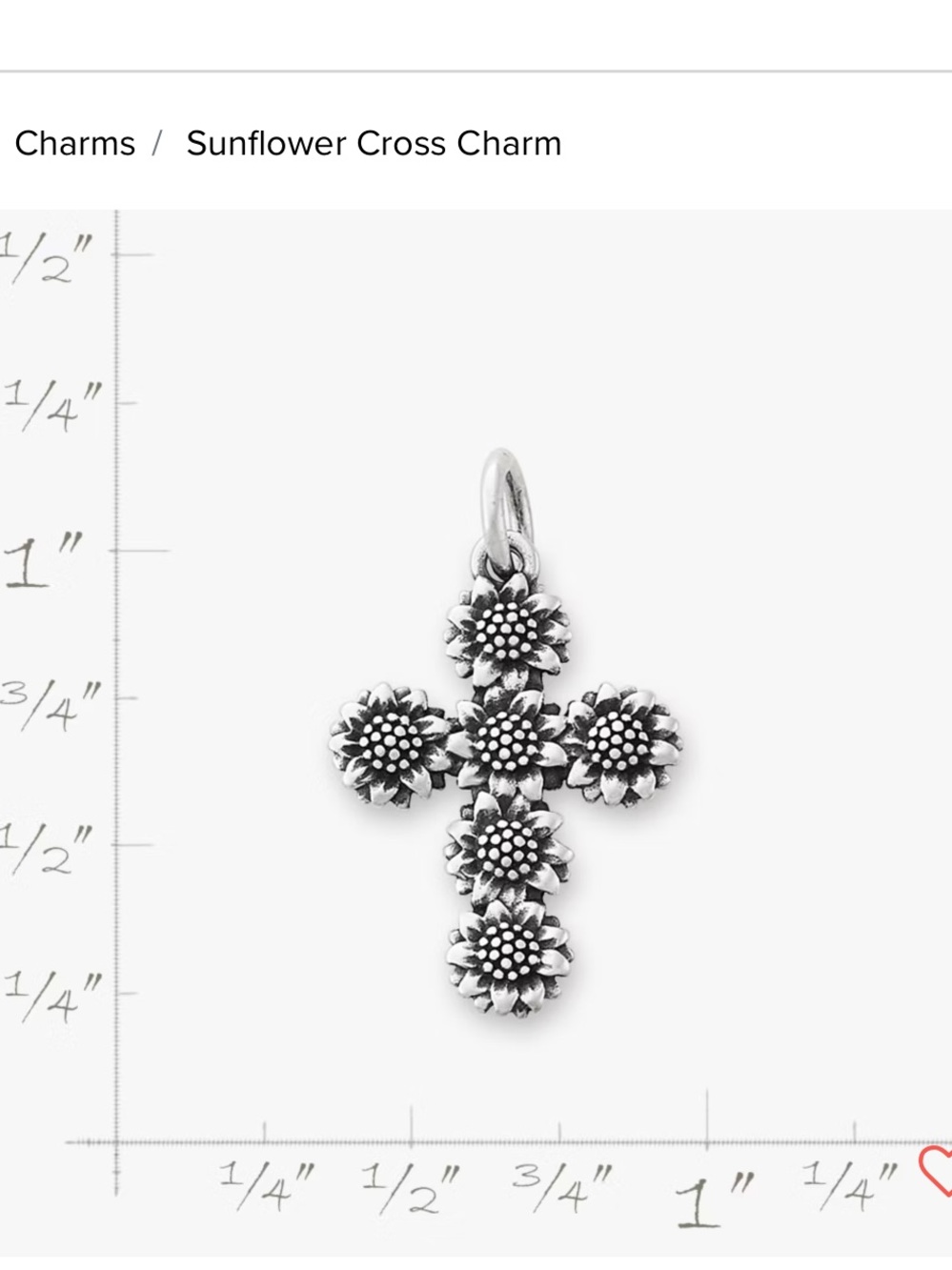 James Avery Silver Sunflower Cross Pendant - Picture 2 of 3